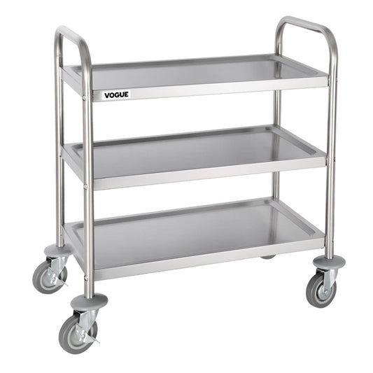 Vogue 3 Tier Flat Pack Trolley St/St - 825x710x405mm