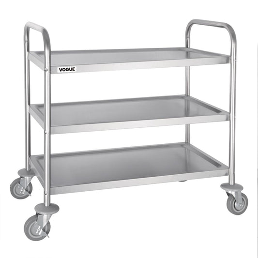 Vogue 3 Tier Flat Pack Trolley St/St - 810x455x855mm