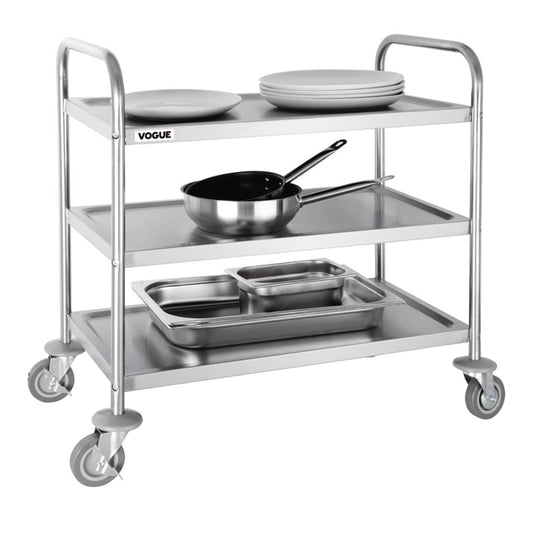 Vogue 3 Tier Flat Pack Trolley St/St - 810x455x855mm