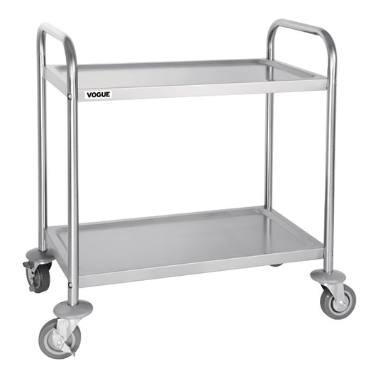 Vogue 2 Tier Flat Pack Trolley St/St - 825H x 710L x 405Wmm