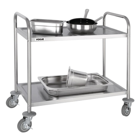Vogue 2 Tier Flat Pack Trolley St/St - 810Lx455Wx855mmH