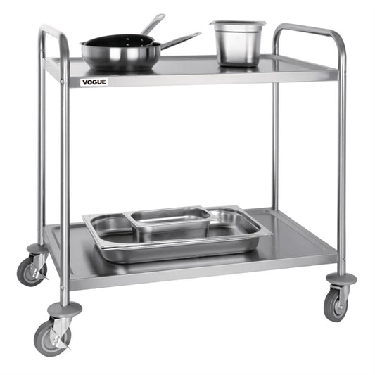 Vogue 2 Tier Flat Pack Trolley St/St - 855Lx535Wx940mmH