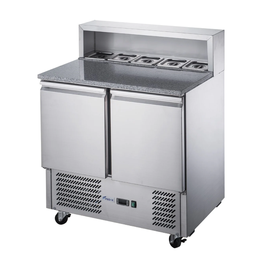 FED-X Two Door Salad Prep Fridge with Marble Top - XGNS900E