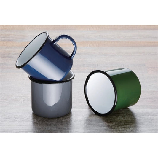 Olympia Enamel Green/Black Mug - 350ml 12.25oz (Box 6)
