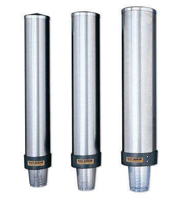 C3400P San Jamar Stainless Steel Wall Mount Pull Type Cup Dispenser to suit 350ml - 710ml cups