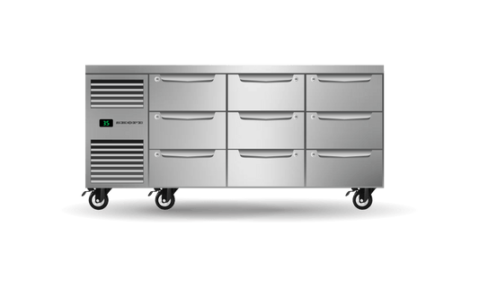 SKOPE – Nine Drawer, Three Bay, Underbench GN 1/1 Fridge PG11.UBR.3.D9