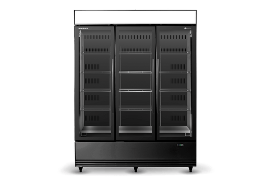 SKB1500N-AC 3 Glass Door Display or Storage Fridge, Lit Sign