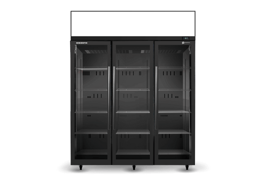 SKT1500N-AC 3 Glass Door Display or Storage Fridge, Lit Sign