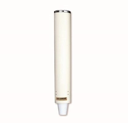C4210PFSD San Jamar Unbreakable Red Polyethylene Wall Mount Pull Type Cup Dispenser to suit 350ml - 710ml Paper cups