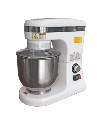 B7C Yellow Mixer Yellow Planetary Mixer - Bowl Volume 7L includes wire Whip, Dough Hook, Flat Beater, Bowl & Intergrated Safety Guard with Dosing Feeder