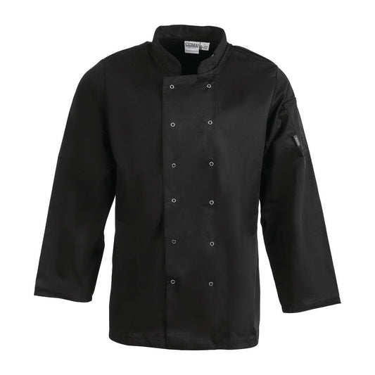 Whites Vegas Chefs Jacket Long Sleeve Black Polycotton - Size XXL