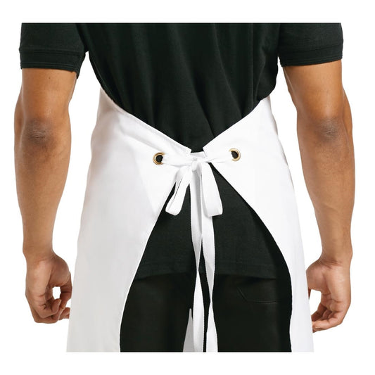 Whites Bib Apron White with Eyelets Polycotton Extra Large - 36-42"