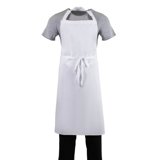 Whites Bib Apron White with Eyelets Polycotton Extra Large - 36-42"