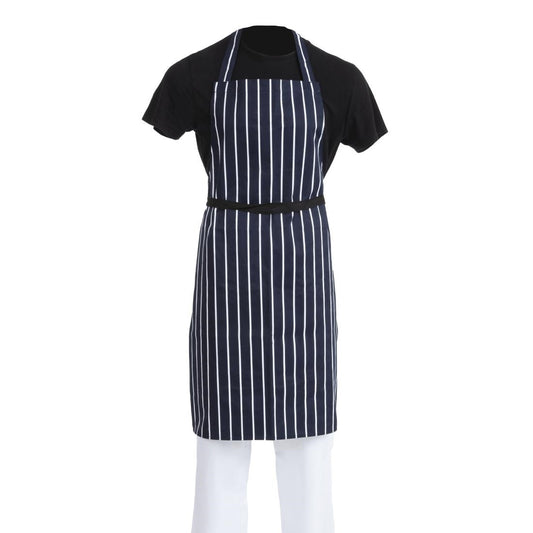 EDLP - Whites Bib Apron Blue/White Butchers Stripe - 28-38"