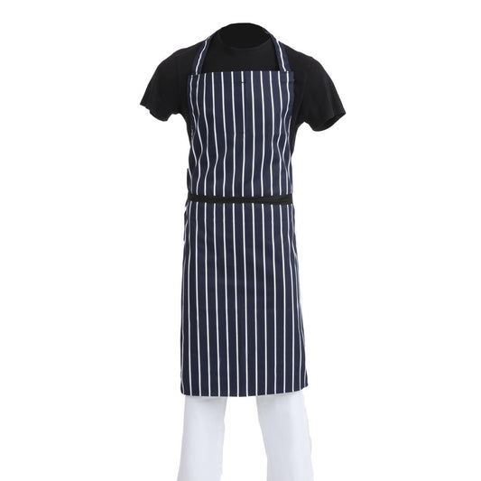 EDLP - Whites Bib Apron Blue/White Butchers Stripe - 35-40"