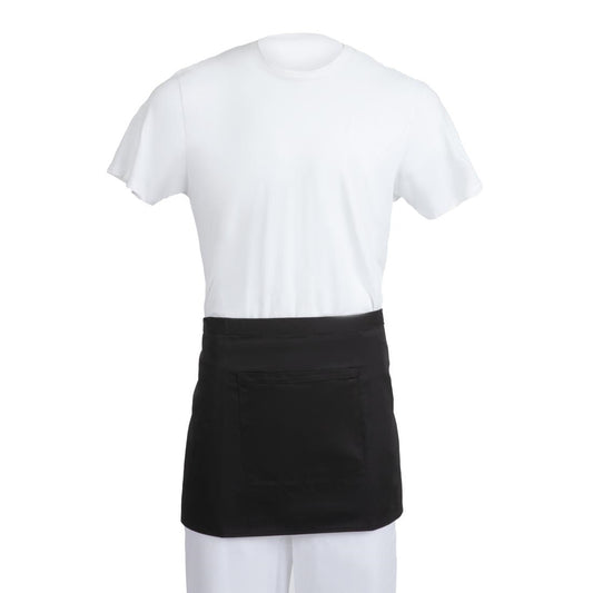 Whites Short Bistro Apron Black - 750x373mm 29.5x14.7"