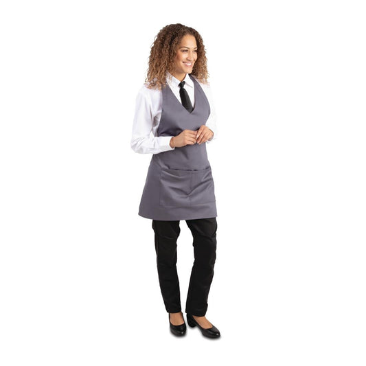 Whites V Neck Service Apron - Charcoal