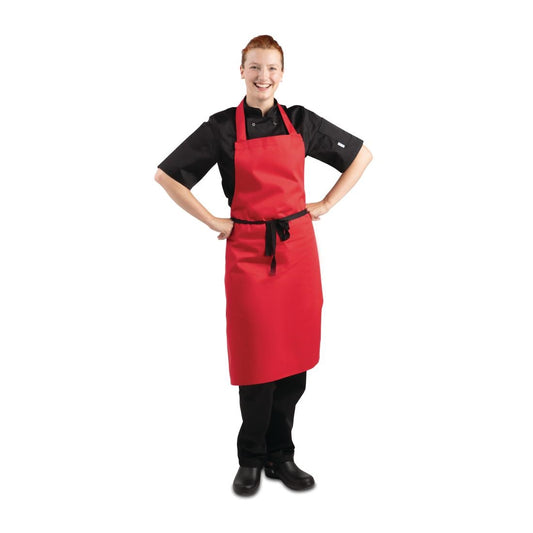 Whites Bib Apron Polycotton Red
