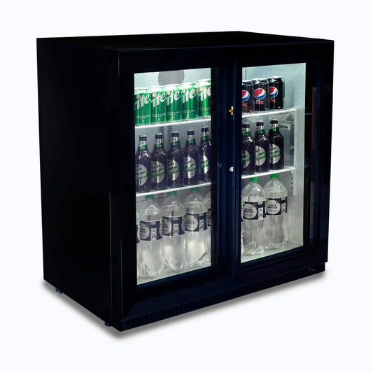Back Bar Fridge - 190L - 2 Doors - Sliding