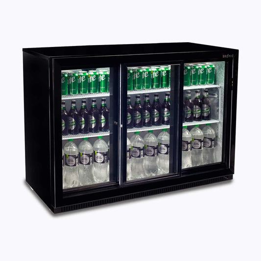 Back Bar Fridge - 307L - 3 Doors - Sliding