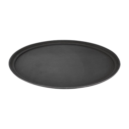 EDLP - Olympia Kristallon Anti-Slip Plastic Oval Tray Black - 686x560mm 27x22"