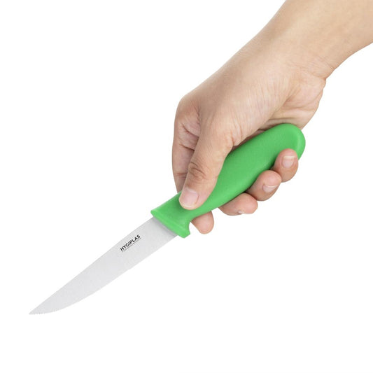 Hygiplas Vegetable Knife Serrated Green - 4"