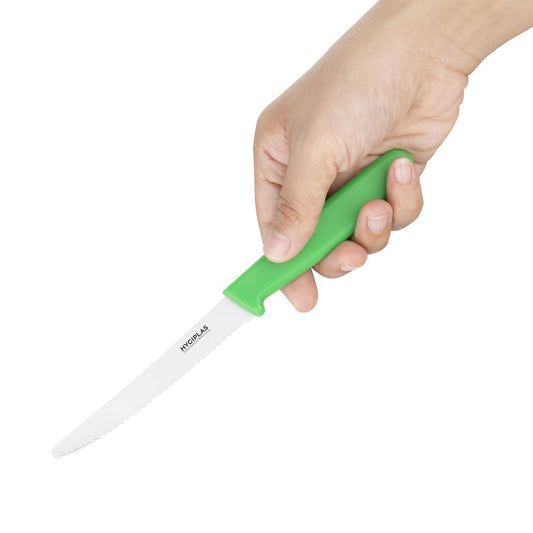 Hygiplas Tomato Serrated Knife Green - 4"