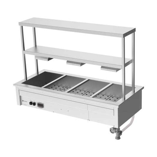 Culinaire Drop In Bain Marie with Double Gantry & Heat Lamps to Bottom Shelf CH.BM.D.GDB.4