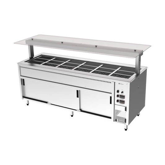 Culinaire Under Bench Counter Line Bain Marie With Flat Glass Gantry - Stainless Steel Fixings CH.BMHC.U.GSF.6