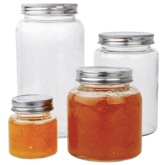 Vogue Glass Jar with St/St Lid - 86x130mm 550ml 19fl oz (Box 6)
