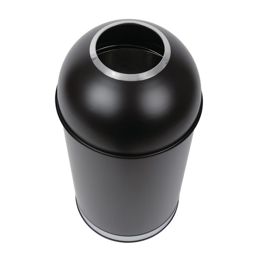 Bolero Steel Bullet Bin with Open Lid (Black) - 40Ltr