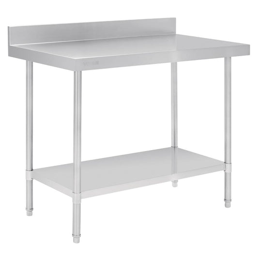 Vogue Premium 304 Stainless Steel Table with Upstand - 1200x600x900mm
