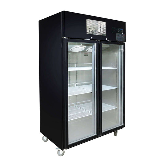 Thermaster Double Glass Door Black Stainless Steel Upright Freezer - SUFG1000B
