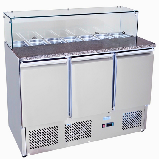 3 Doors Pizzatable Saladette Fridge 1365mm ESL3864