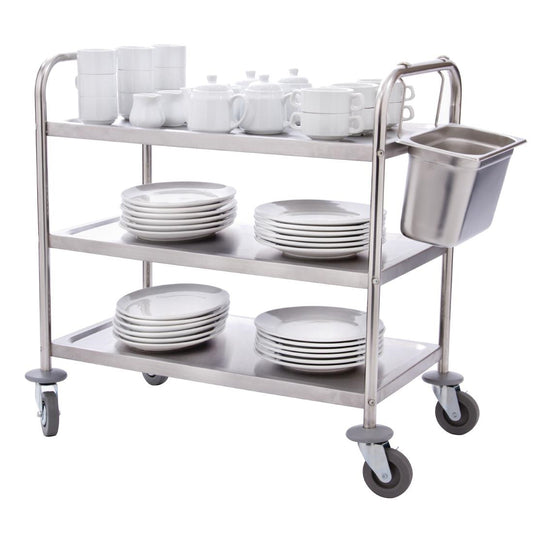 Vogue 3 Tier Flat Pack Trolley St/St H940 x D537 x W875mm