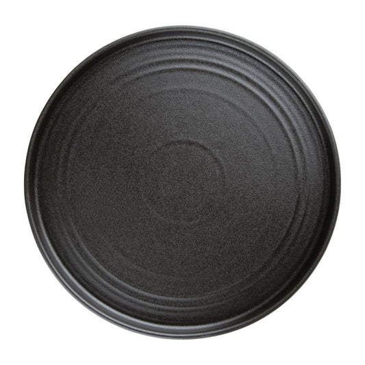 Olympia Cavolo Textured Black Flat Round Plate - 270mm (Box 4)