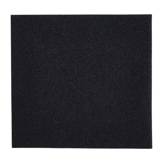Fiesta Recyclable 24cm Airlaid 4 Fold Black Cocktail Napkin (Pack 2400)