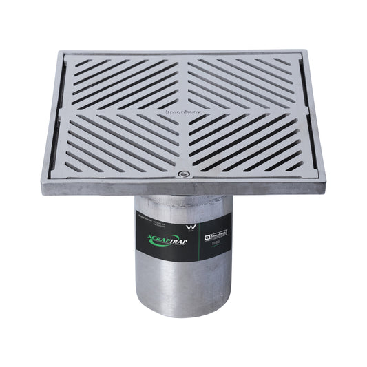 225mm Square Floor Waste Arrestor (suits 100mm pipe) (Heel Proof) FW-225BS-316
