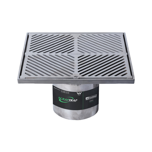 300mm Square Floor Waste Arrestor (suits 150mm pipe) (Heel Proof) FW-300BS-150-304