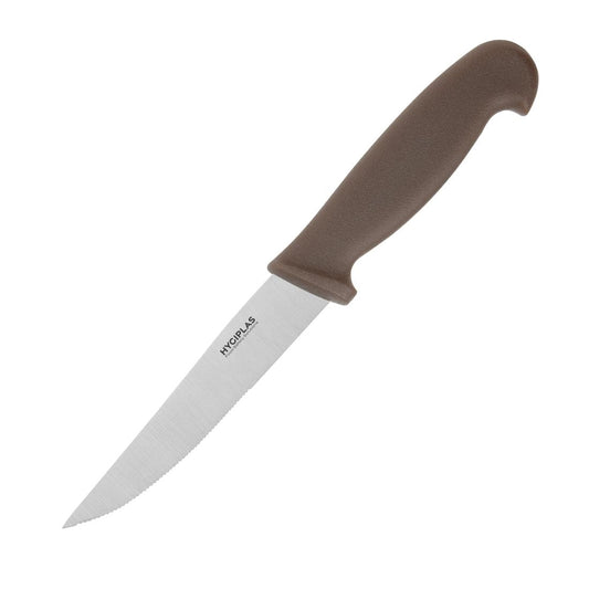 Hygiplas Vegetable Knife Serrated Brown - 100mm 4"