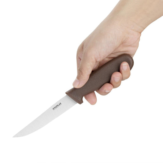 Hygiplas Vegetable Knife Serrated Brown - 100mm 4"