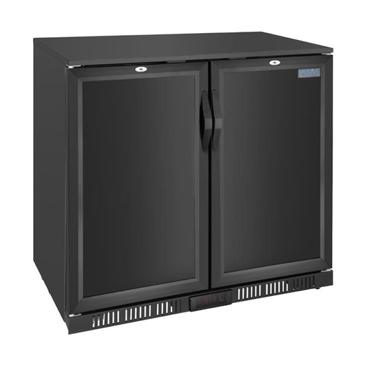 Polar G-Series Back Bar Cooler with Double Solid Hinged Doors Black - 850mm