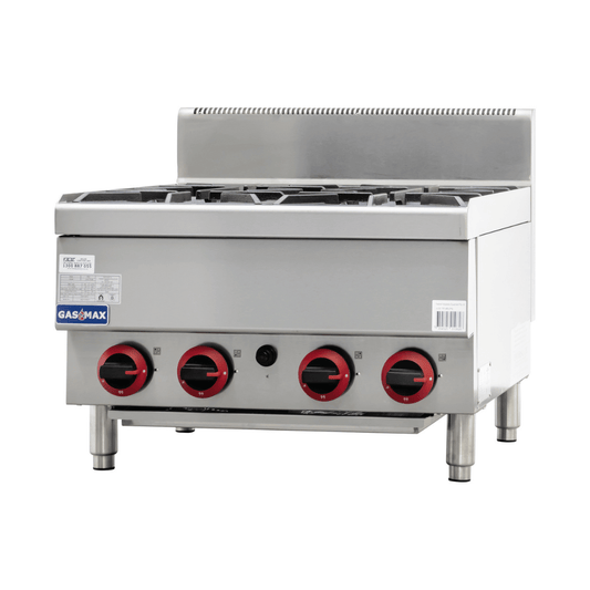 Gasmax Benchtop Natural Gas 4 Burner Cooktop w/ Splashback - JUS-TR-4B