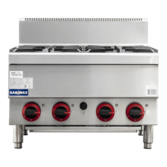 Gasmax Benchtop Natural Gas 4 Burner Cooktop w/ Splashback - JUS-TR-4B