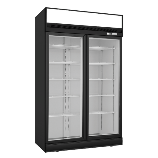 Thermaster Black Upright Double Glass Door Freezer - LG-1006DF