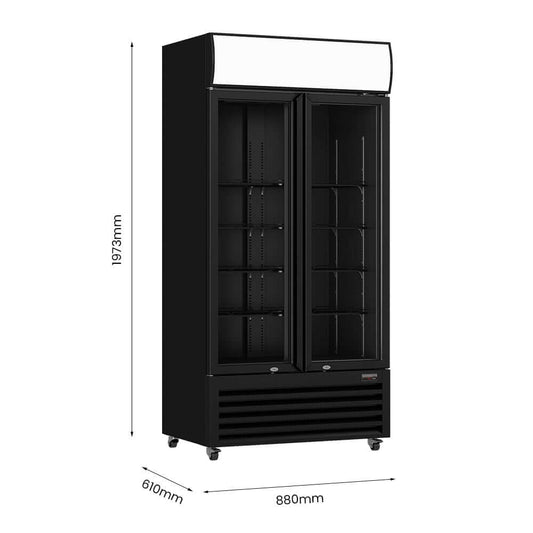 Thermaster Double Glass Door Colourbond Upright Drink Fridge - LG-580BP
