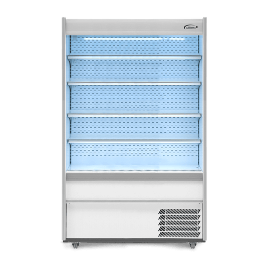 M125MTWCN Gem Multideck - white open deck fridge with night blind