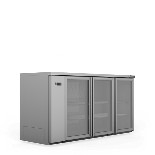 HC3RGS Cameo - Three Door Stainless Steel Remote Back Bar Counter Display Refrigerator