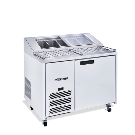 HJ1PCBA Jade Pizza - One Door White Colorbond Pizza Prep Counter Refrigerator With Blown Air Well
