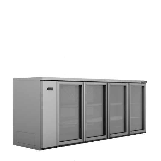 HC4RGS Cameo - Four Door Stainless Steel Remote Back Bar Counter Display Refrigerator